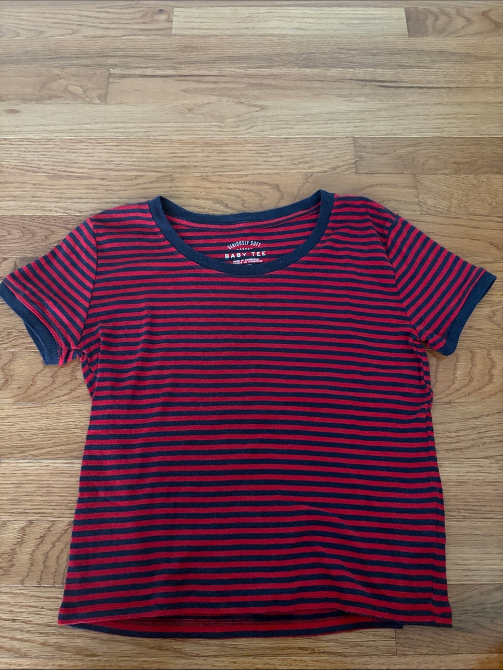 Aeropostale Red and Navy Striped Crop Top